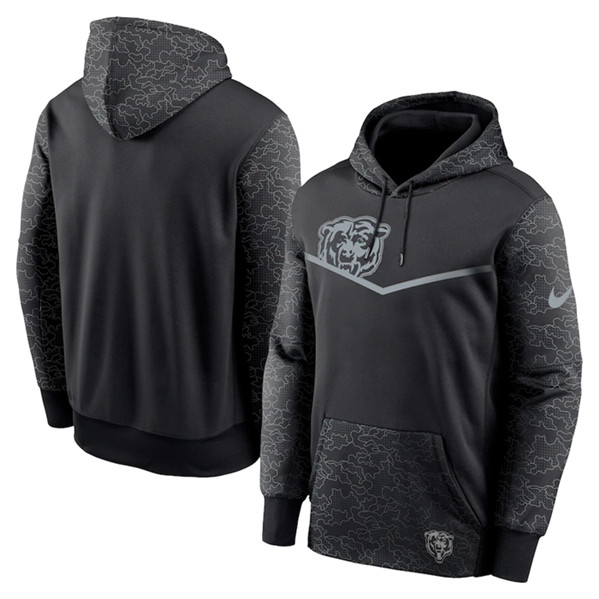 Men's Chicago Bears Black Reflective Therma Hoodie